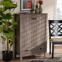 Baxton Studio MH7179-Oak-Shoe Cabinet Baxton Studio Derek Modern and Contemporary Transitional Natural Oak Finished Wood 1-Drawer Shoe Cabinet